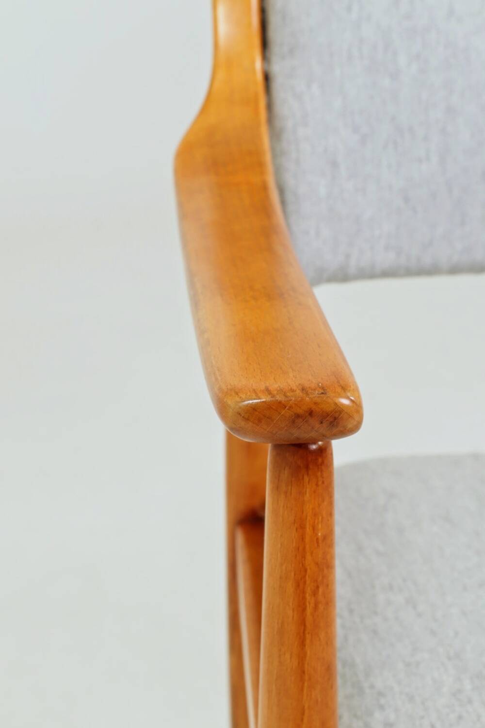 Vintage desk chair officer armchair light grey wool 1960