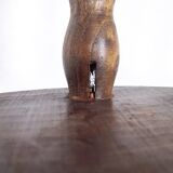 French vintage traditional handmade half moon milking stool with bobbin leg