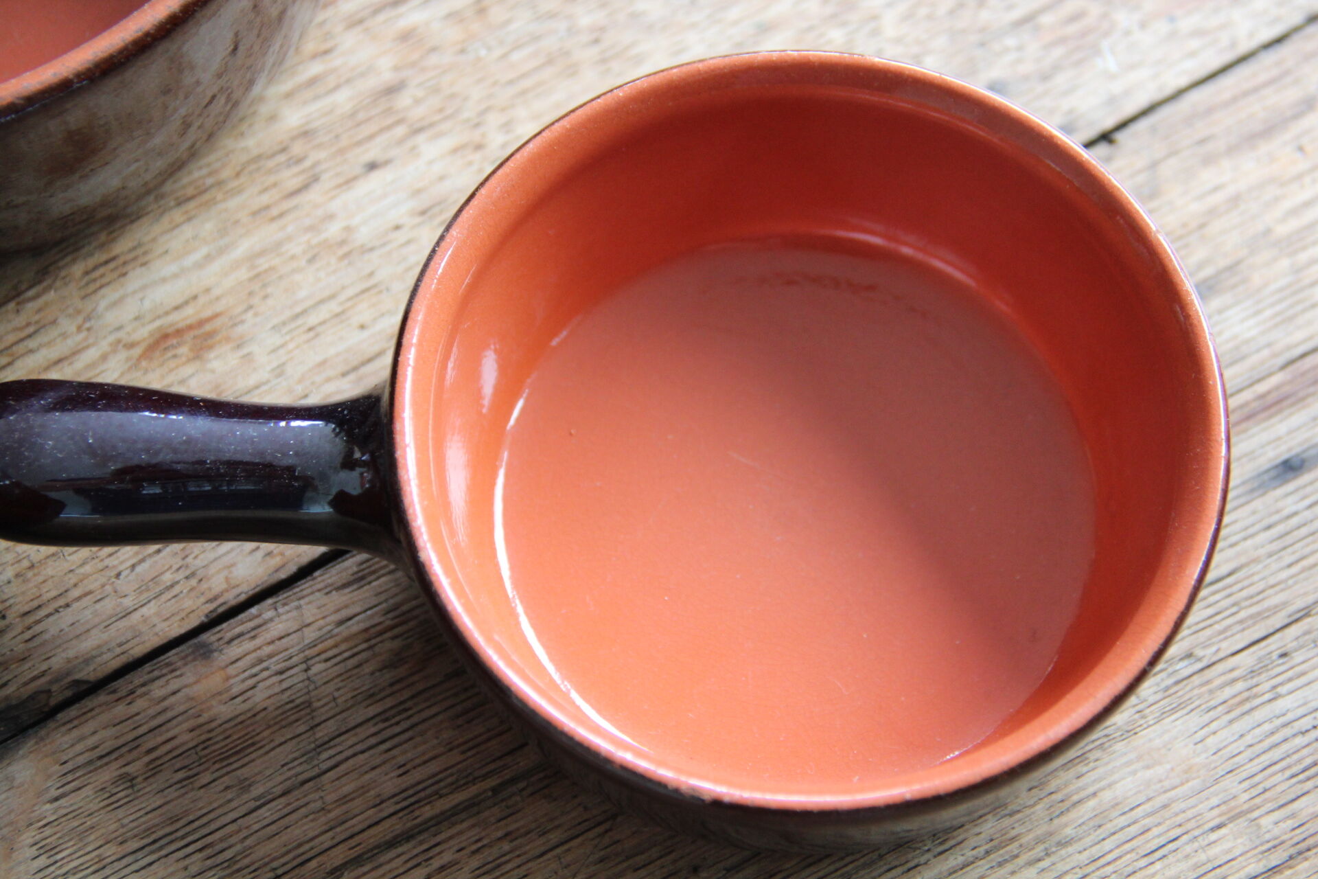 Set of 3 glazed terracotta caquelons