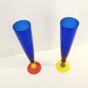 Pair of Blue Murano Glass Flutes by Bisazza & Rotella, Italy 2000