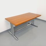 Vintage walnut and chrome metal desk from the 1970s.