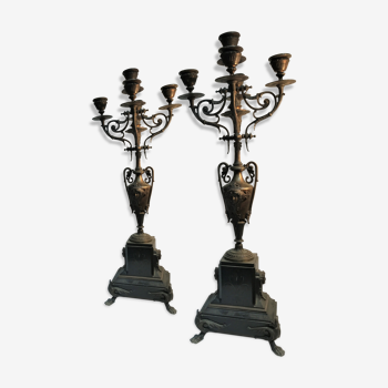 Pair of bronze candelabras Napoleon III