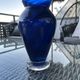 Cobalt blue glass vase, signed, glass art piece.
