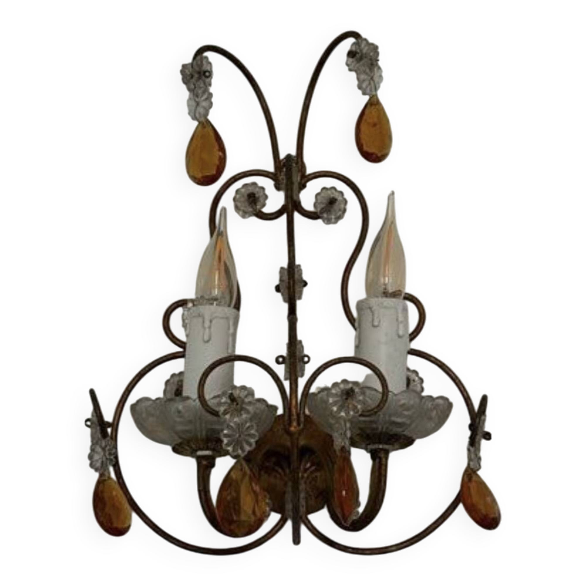 2 wall sconces with crystal drops