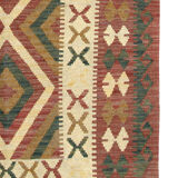 Vintage handmade afghan kilim, flat-woven brown wool geometric rug- 97x198cm