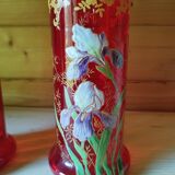 Red enameled vases