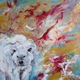Painting 145cm Acrylic on panel surrealism white bear