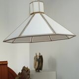 White glas ceiling lamp attr. by jean claude mahey
