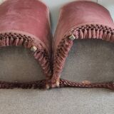 Pair of padded old pink armchairs