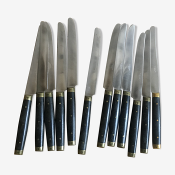 Twelve Ebony Bakelite Knives