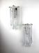 Pair of 2-tier Murano Mazzega wall lights, iridescent white frosted glass, Italy, circa 1960s