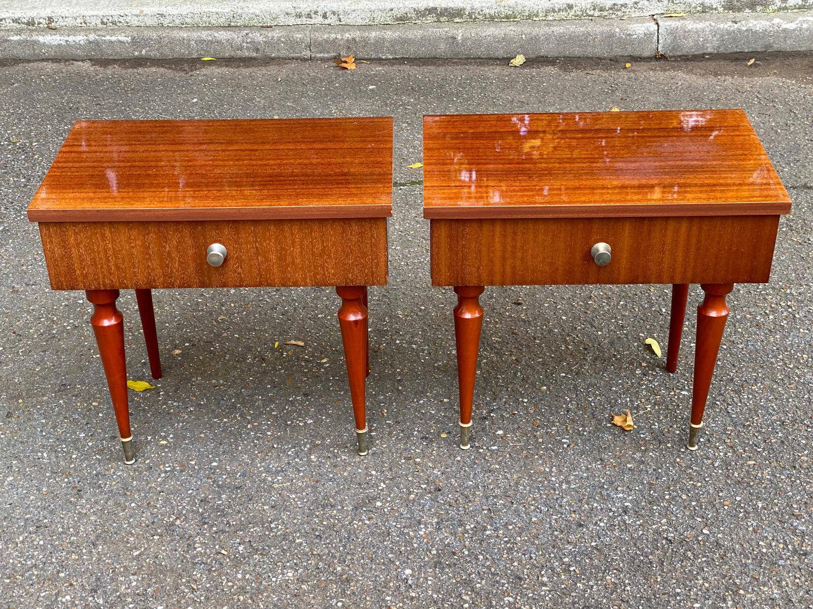2 Scandinavian rosewood bedside tables from the 1960s