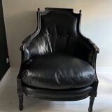 Bergère cuir noir