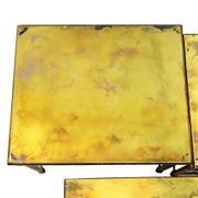 Vintage nesting table set france marbled glass copper plated metal fifties