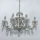 Mid-Century Maria Teresa crystal and brass large chandelier. Italy 1940s