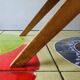 Worker - wooden sewing box with vintage compass feet