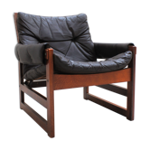 Scandinavian chocolate leather armchair