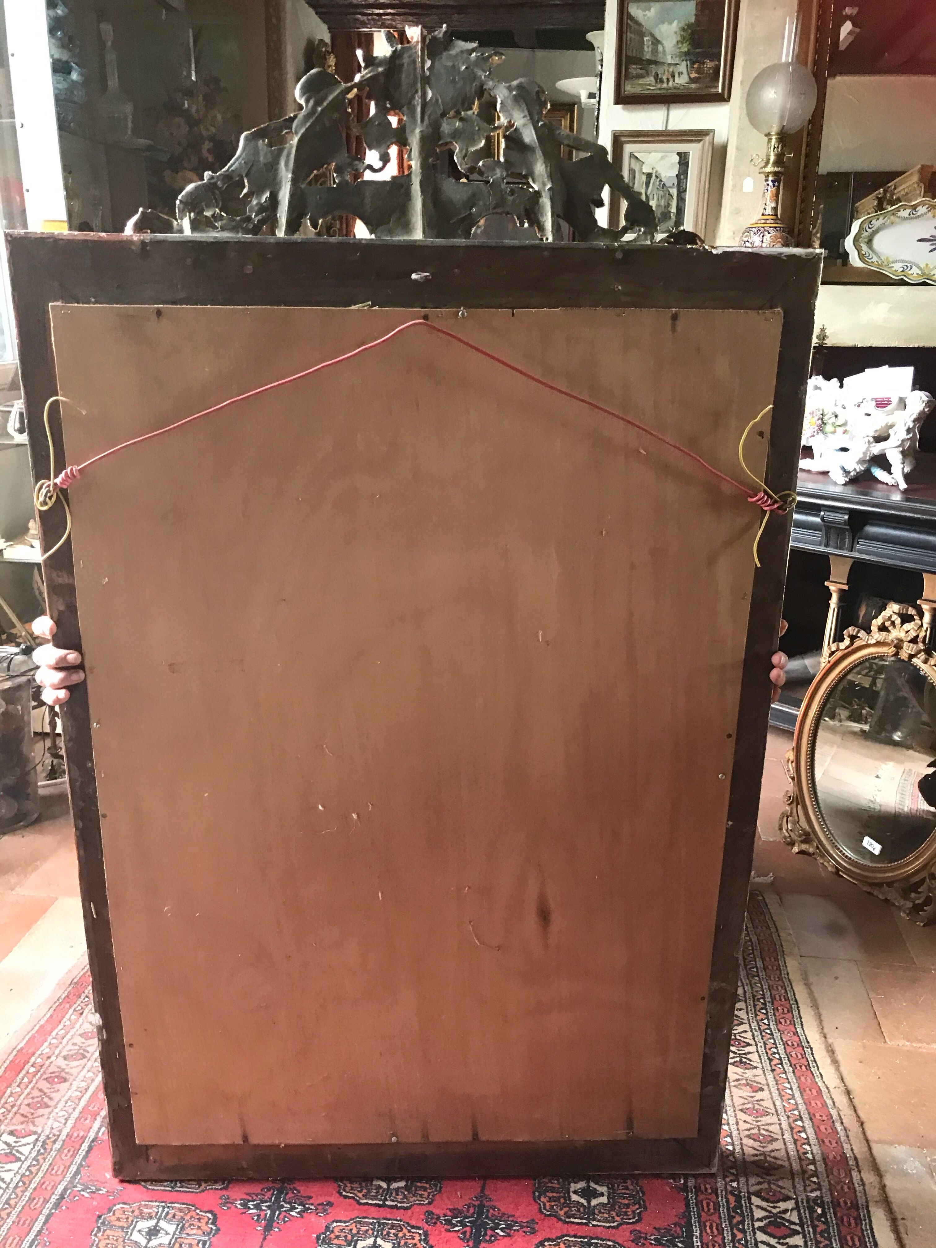 Golden mirror with pediment 134 x 77 cm