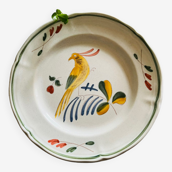 Handmade stoneware plate bird décor