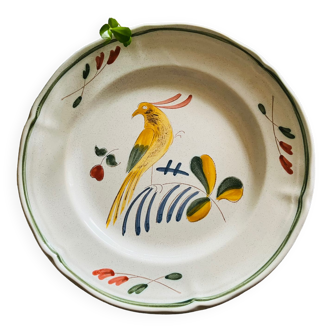 Handmade stoneware plate bird décor