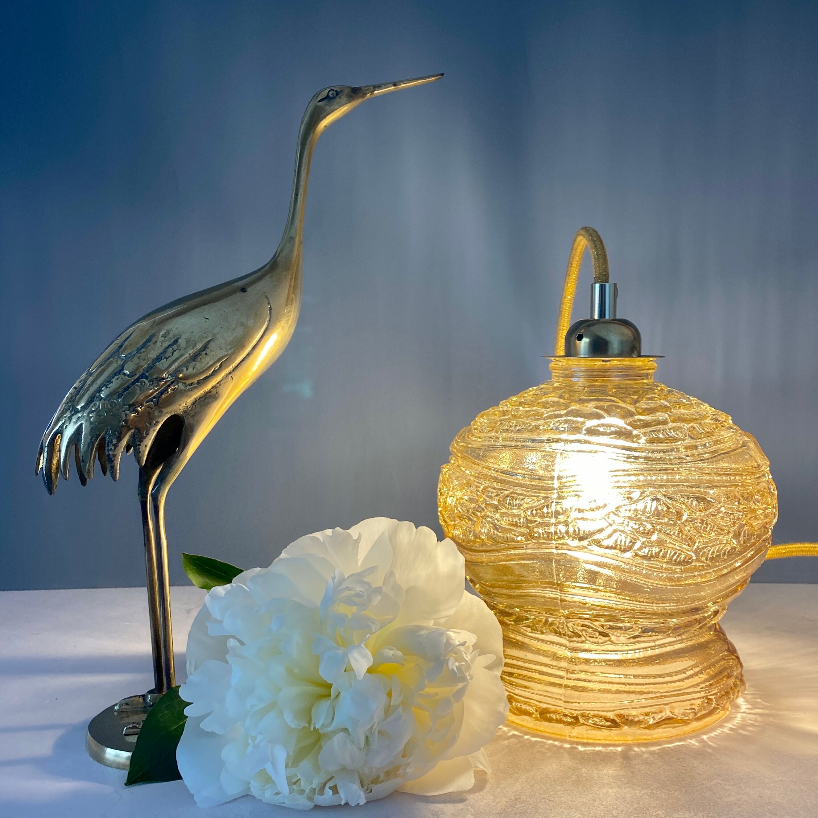 Vintage amber glass globe player