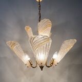 Italian murano glass chandelier hollywood regency design , 1970