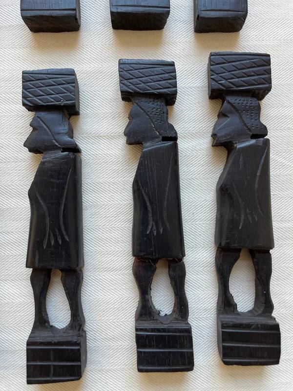 12 Carved Ebony Knife Holders in African Style
