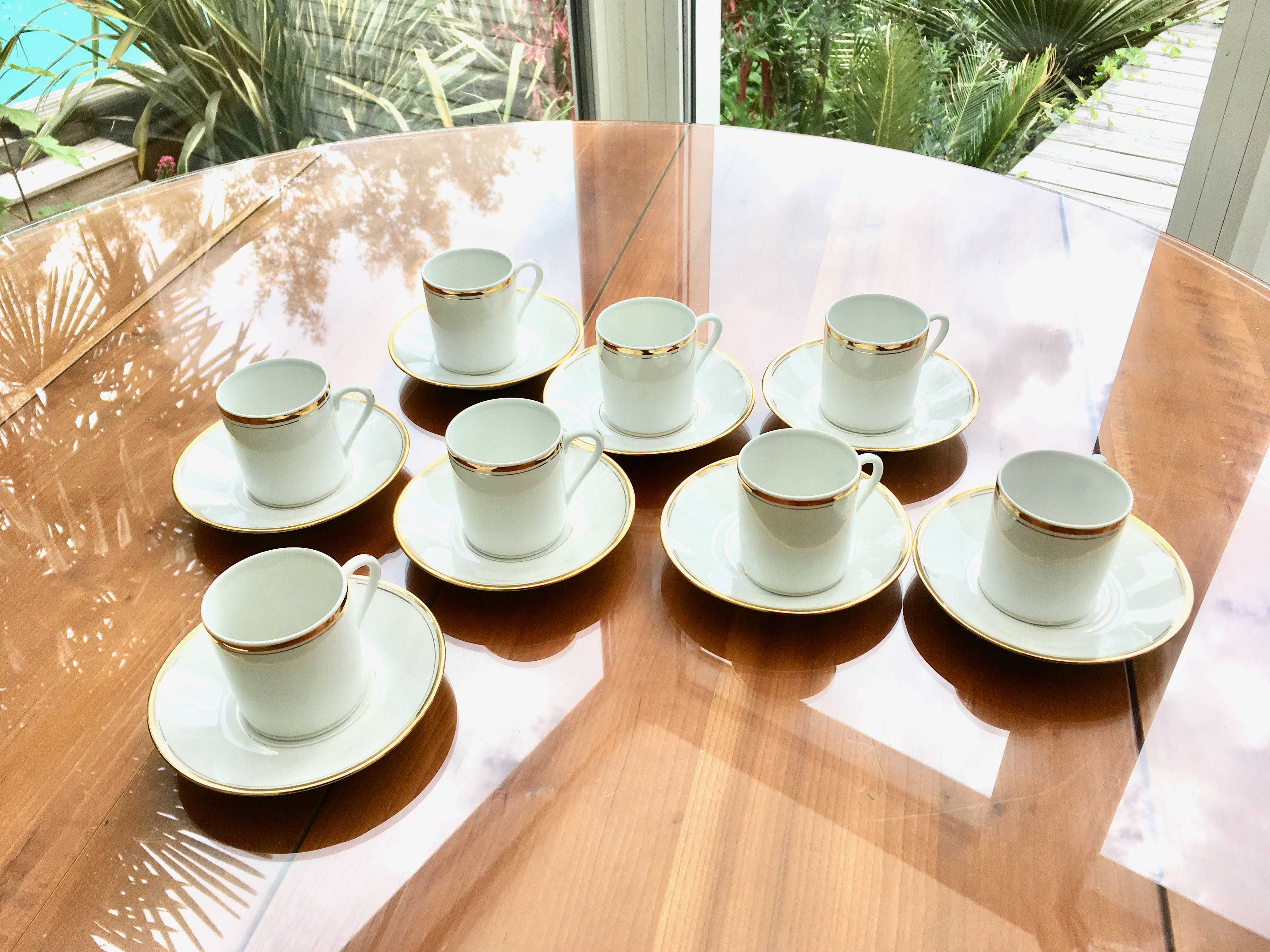 Set de 8 tasses à café en porcelaine de Sologne