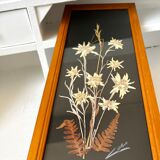 Vintage mountain edelweiss flower herbarium frame