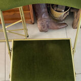 Pair of vintage green velvet folding chairs