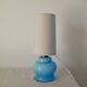 Lamp with blue opaline feet and textured conical lampshade 60s-70s