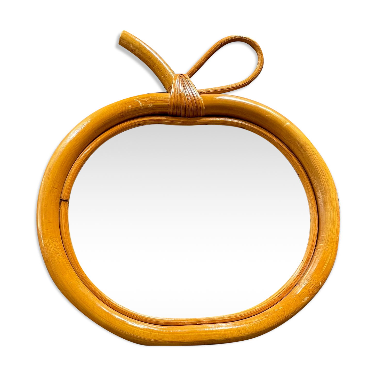 Miroir pomme en rotin & bambou 33x34cm