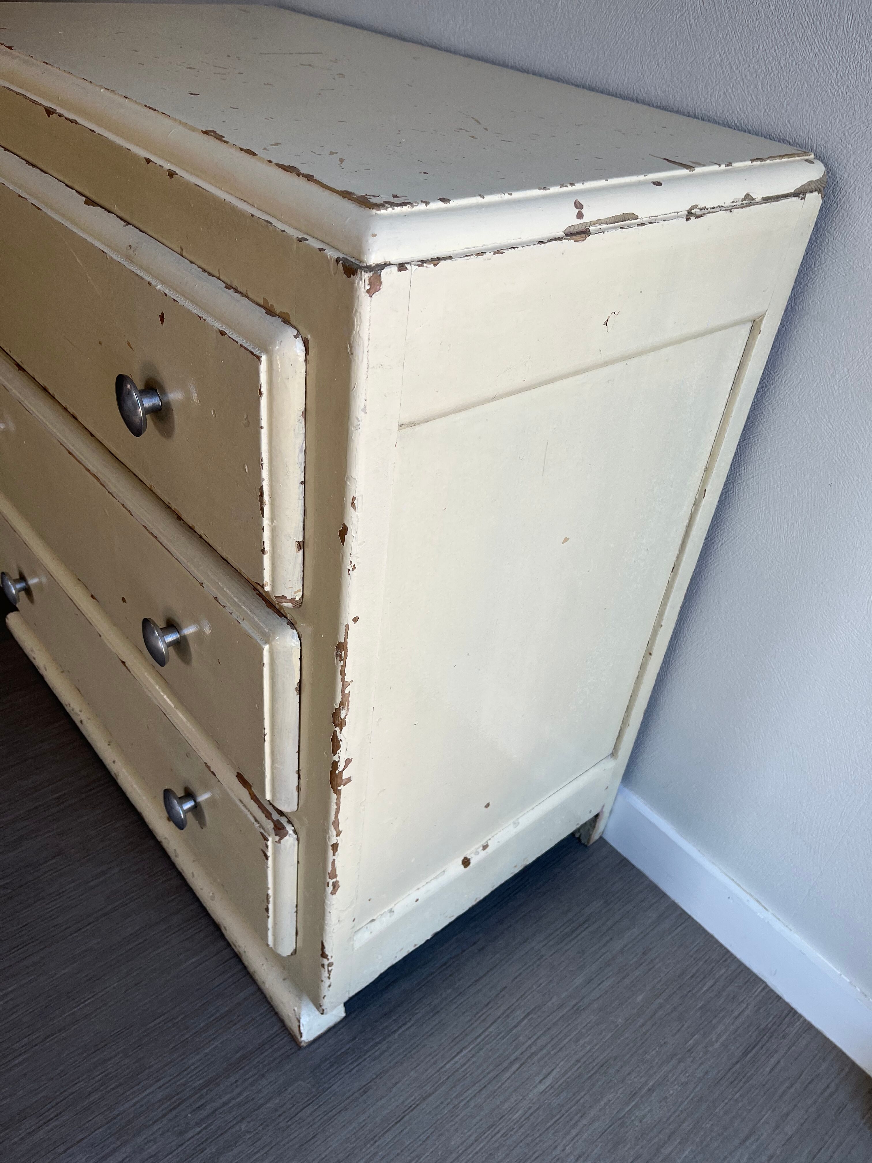 Vintage patinated wood chest of drawers