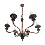 Italian gold coloured chandelier 1970s