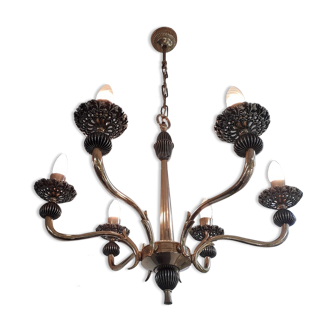 Italian gold coloured chandelier 1970s