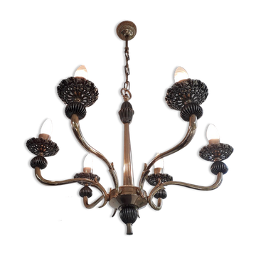Lustre italien de couleur or des années 1970