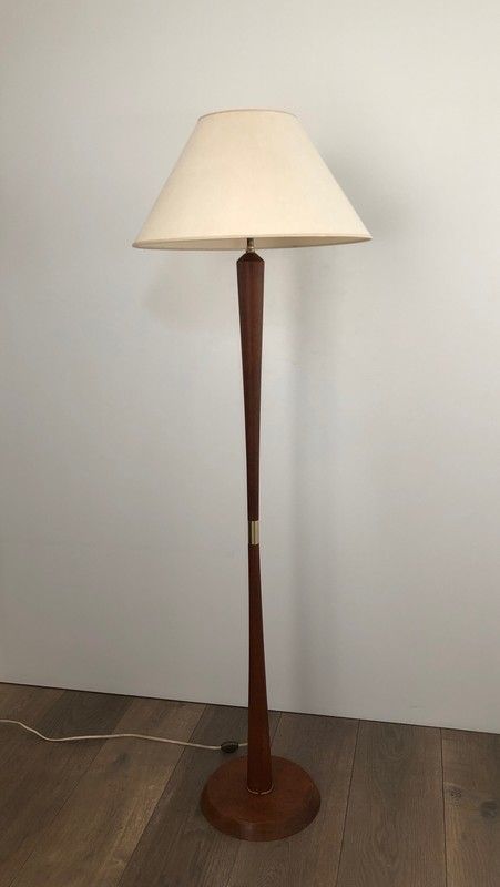 Floor lamp in exotic wood and brass