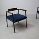 Pair of Postmodern armchairs in steel and mahogany, 1970s