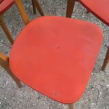 Set of 6 vintage red leatherette chairs
