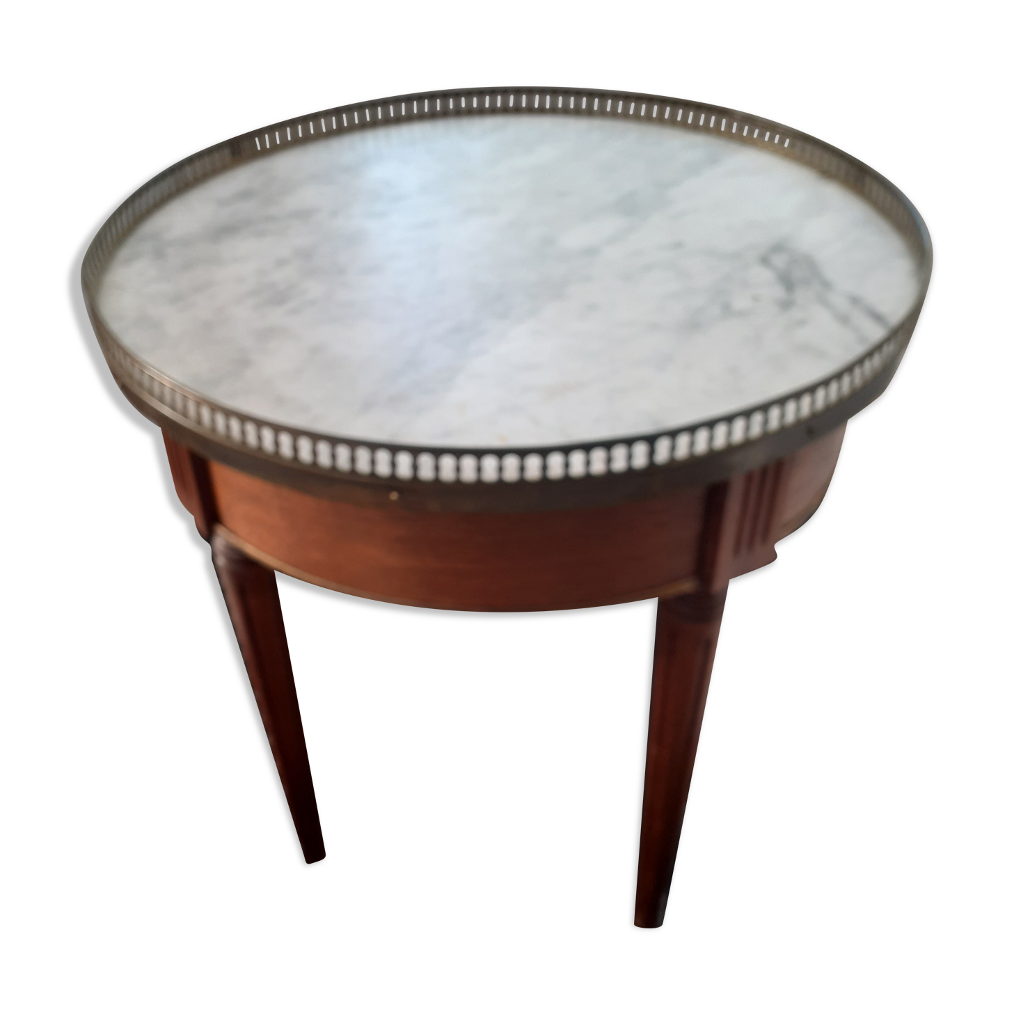 Round cherry guerion with white marble top