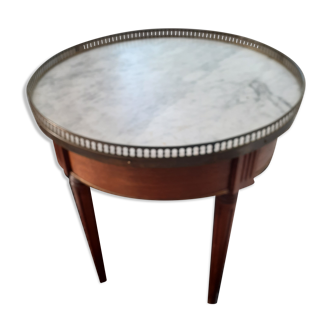 Round cherry guerion with white marble top