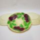3 old plates in slip decoration strawberries and grapes
