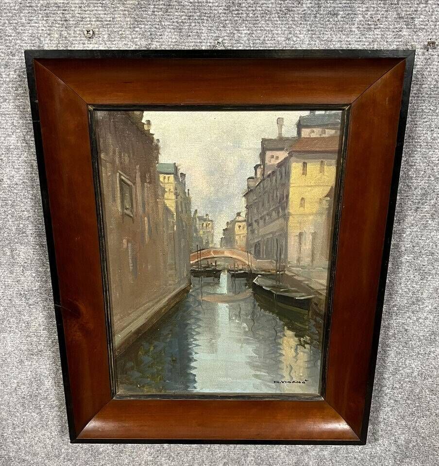 Giuseppe VIGANO: oil on canvas view of Venice circa 1930-1940