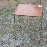 Floor lamp of the 50s in gilded metal triple mahogany tablets and gilded metal