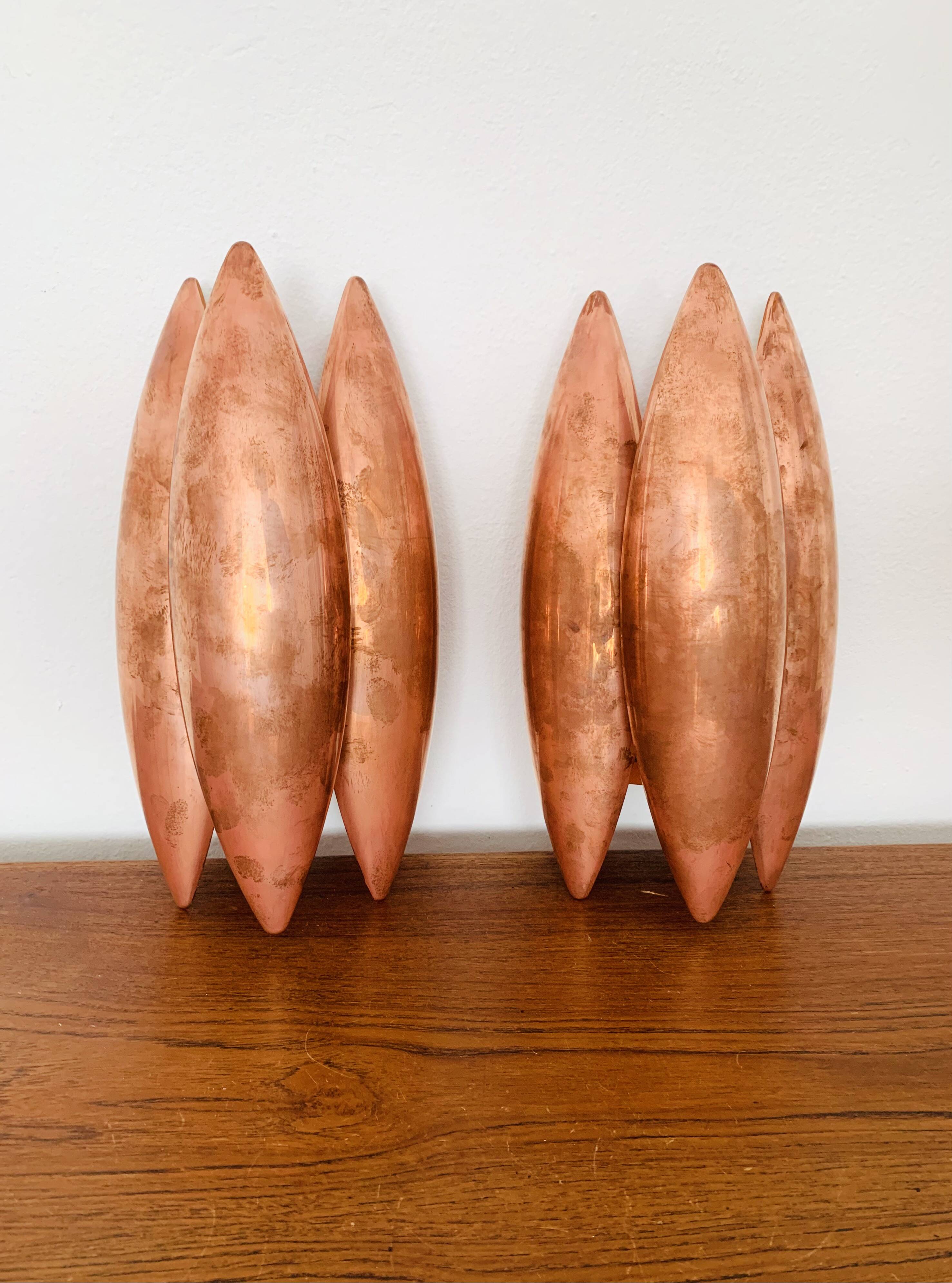 Set of 2 Unique Patinated Danish Kastor Sconces by Jo Hammerborg for Fog an