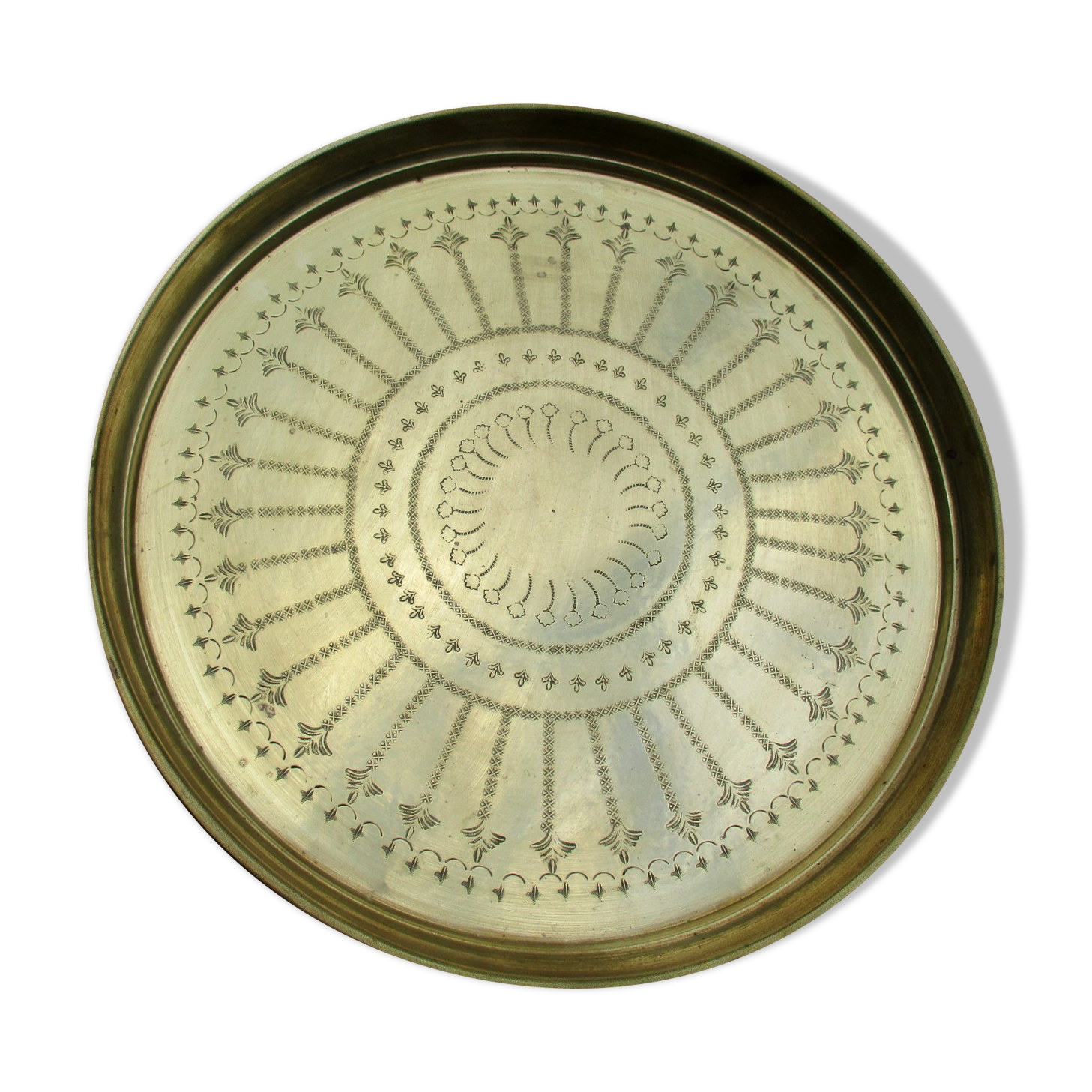 Large chissed brass serving tray