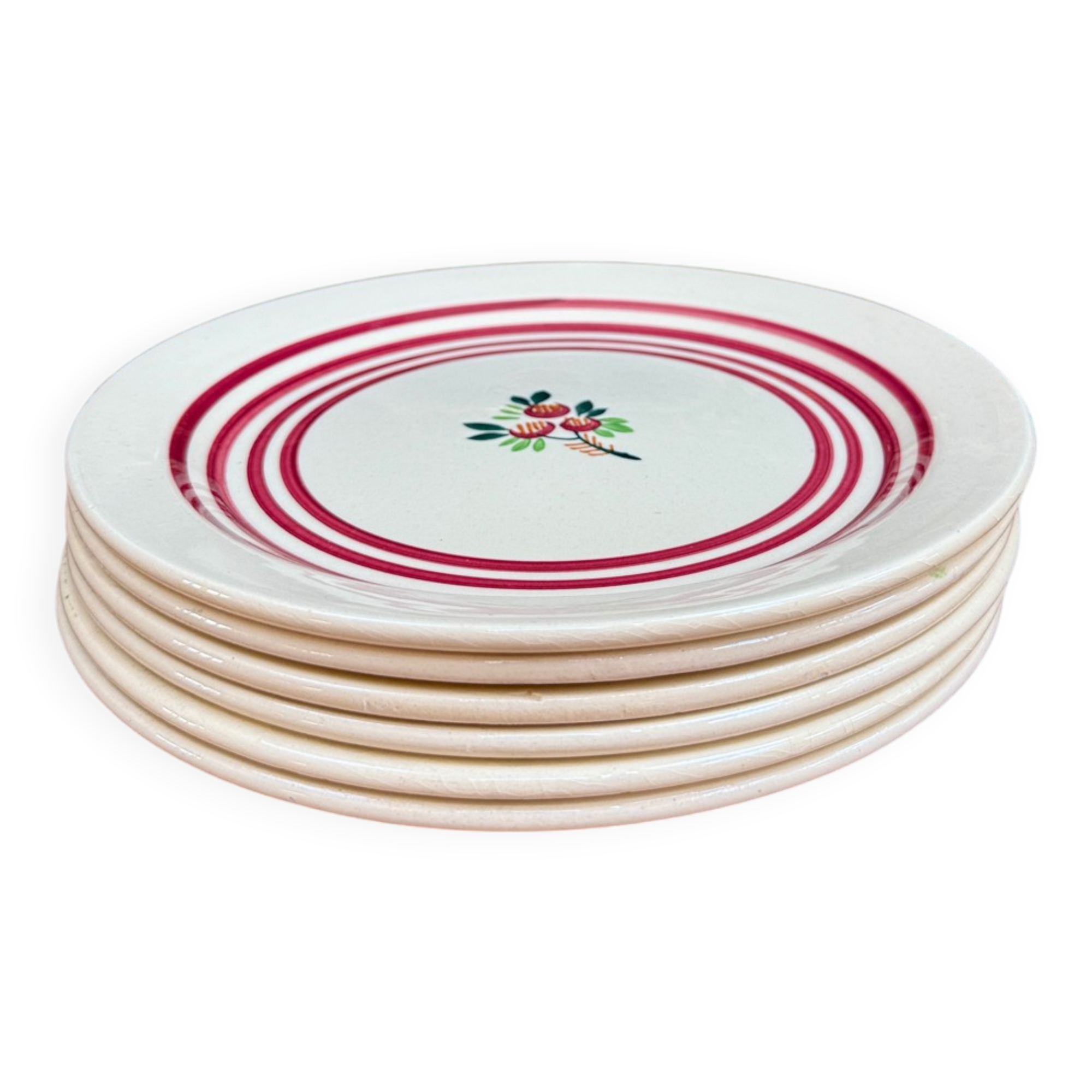 Série de 6 assiettes à dessert terre de fer Gien