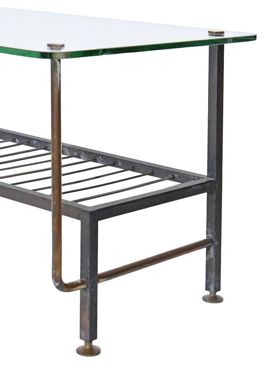 Metal coffee table with glass top