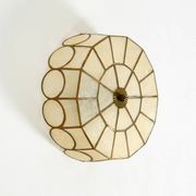 Beautiful round Mid-Century Modern ceiling or wall lamp made of Capiz