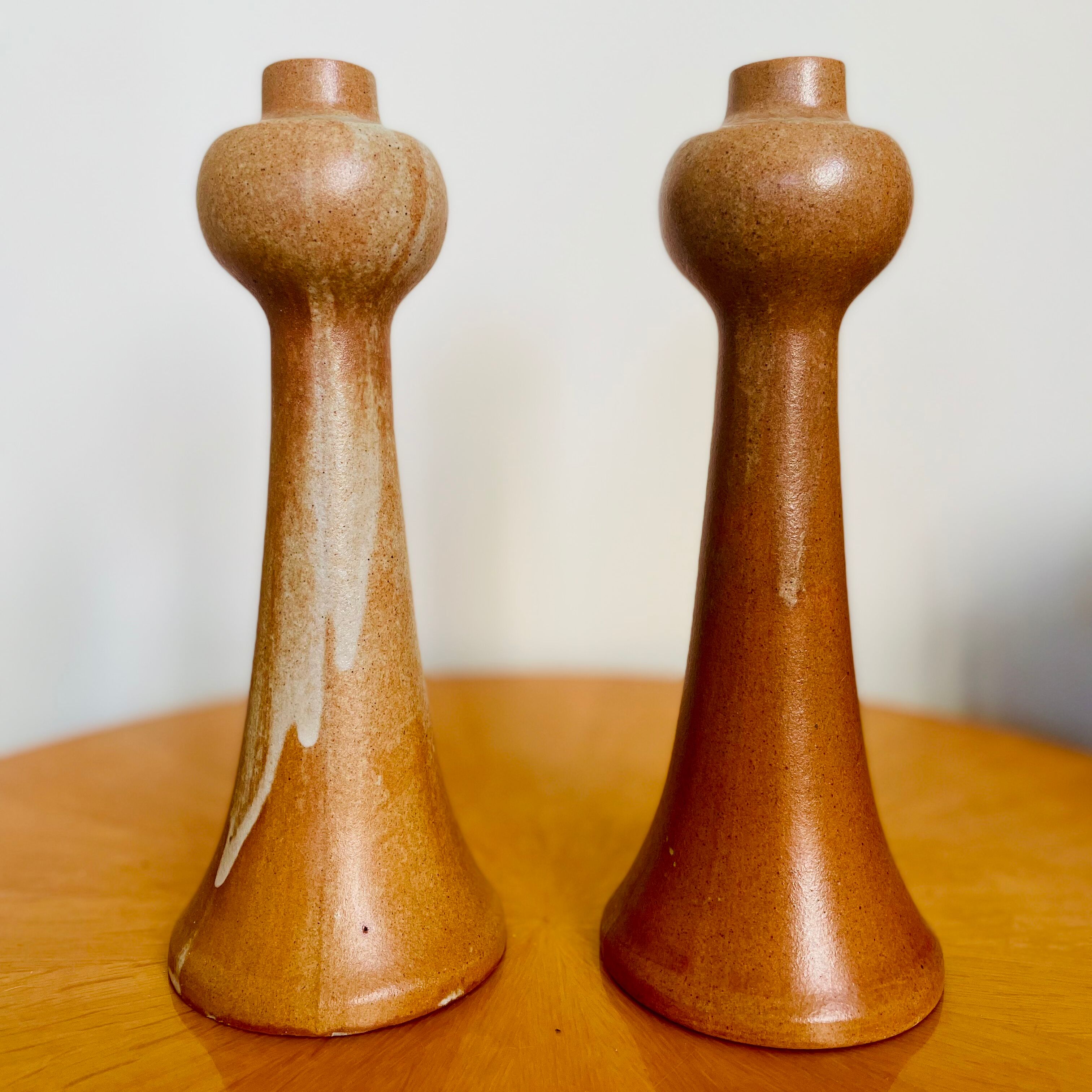Pair of vintage 1960 sandstone candle holders